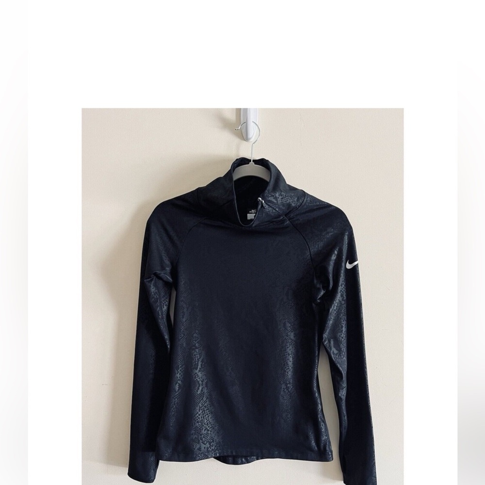 Nike Pro Dri Fit women’s black warm heights vixen quarter zip mock neck top S - Picture 2 of 3